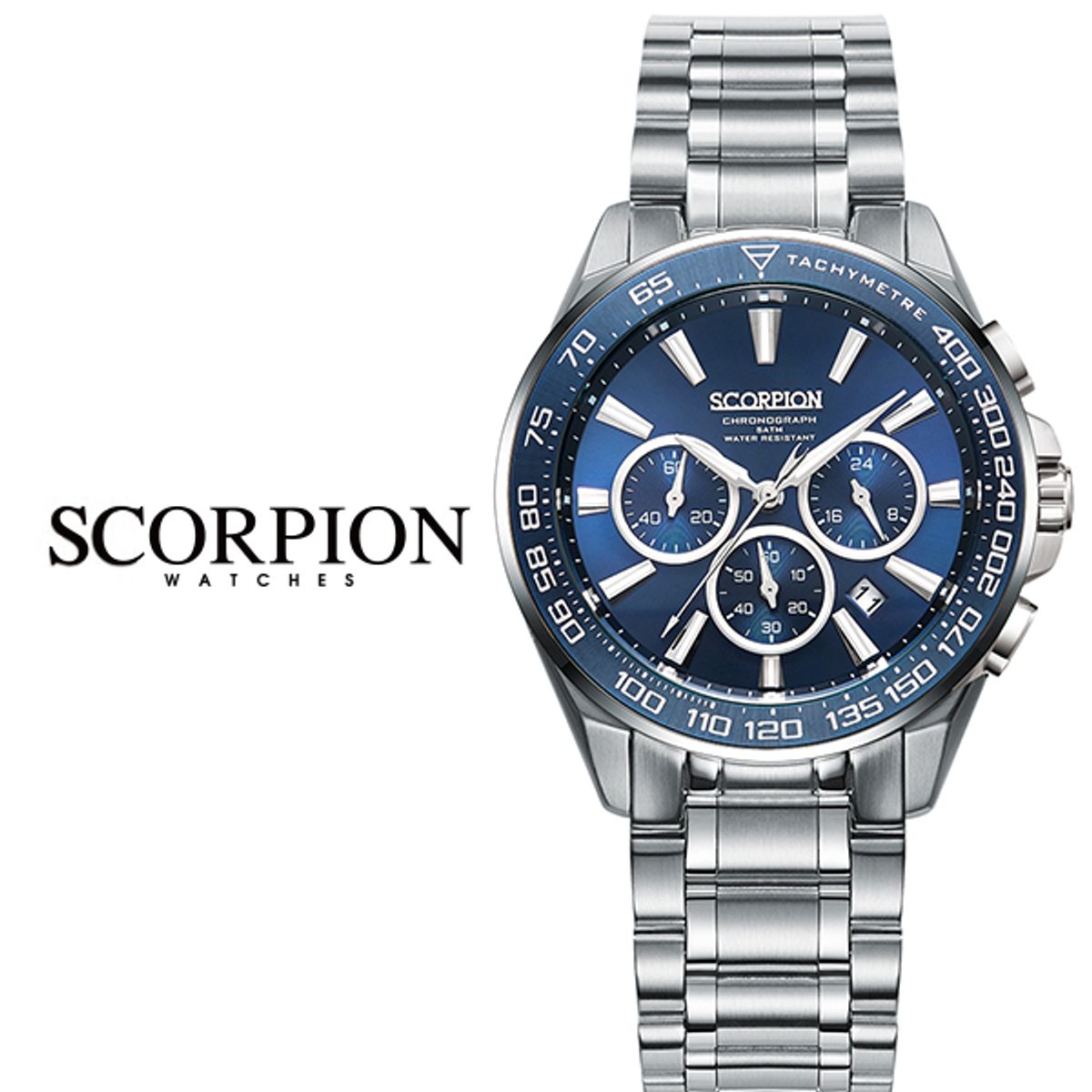 스콜피온(SCORPION) Alecto 크로노그래프 메탈시계 SP3340M-BU