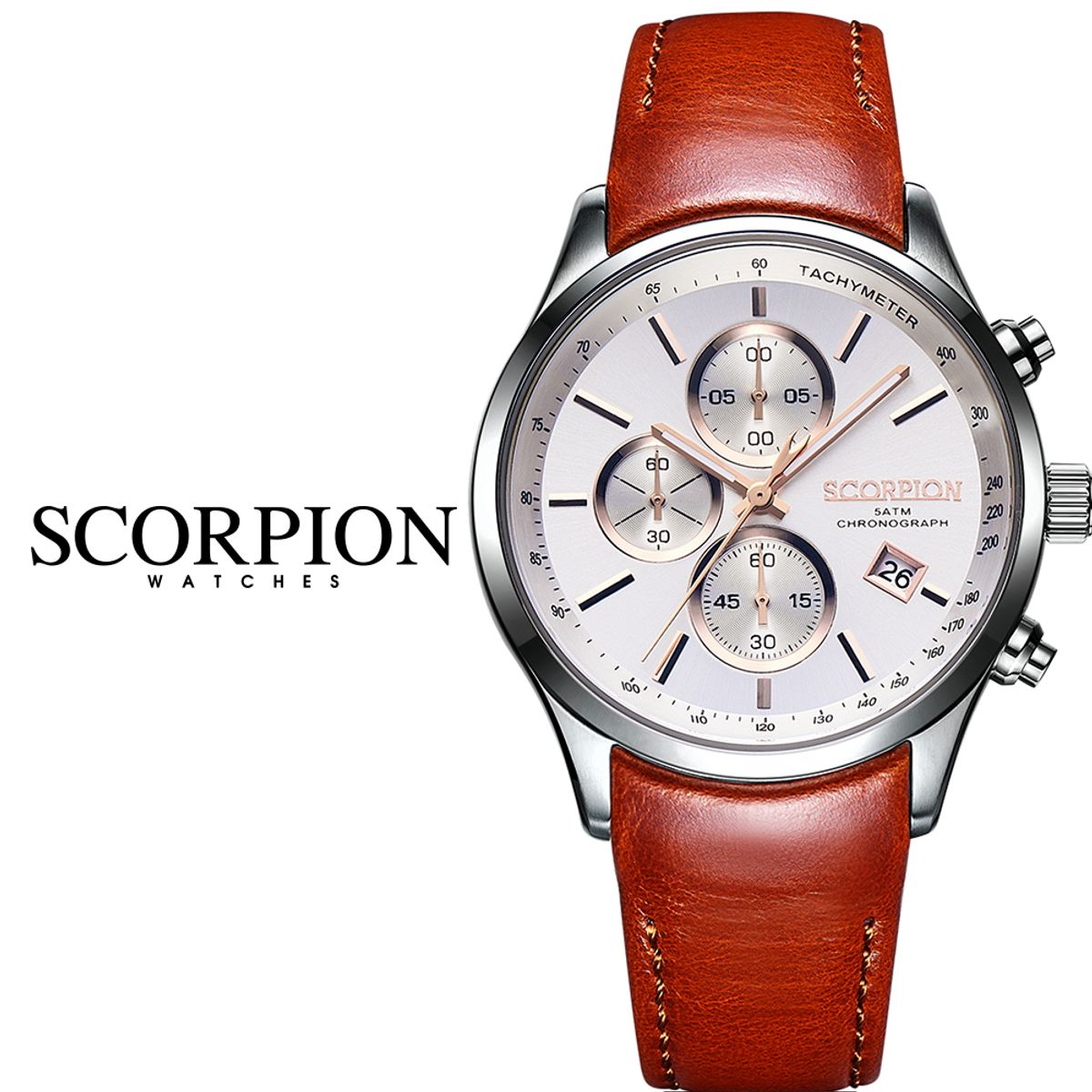 스콜피온(SCORPION) Maat 크로노그래프 D버클 가죽시계 SP3347L-WRG