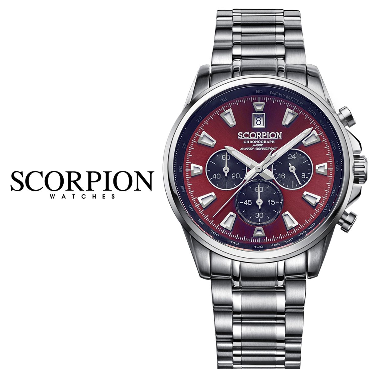 스콜피온(SCORPION) Aton 크로노그래프 메탈시계 SP3312M-RD