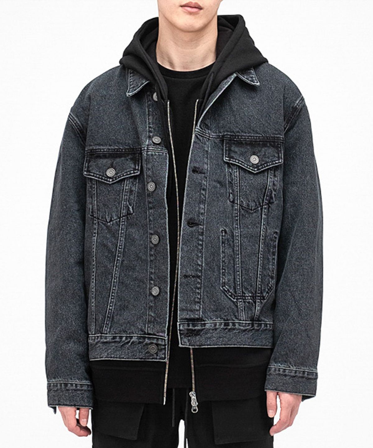 브랜디드(BRANDED) 2001 SLOW WORKER DENIM WASH JACKET [BLACK INDIGO]