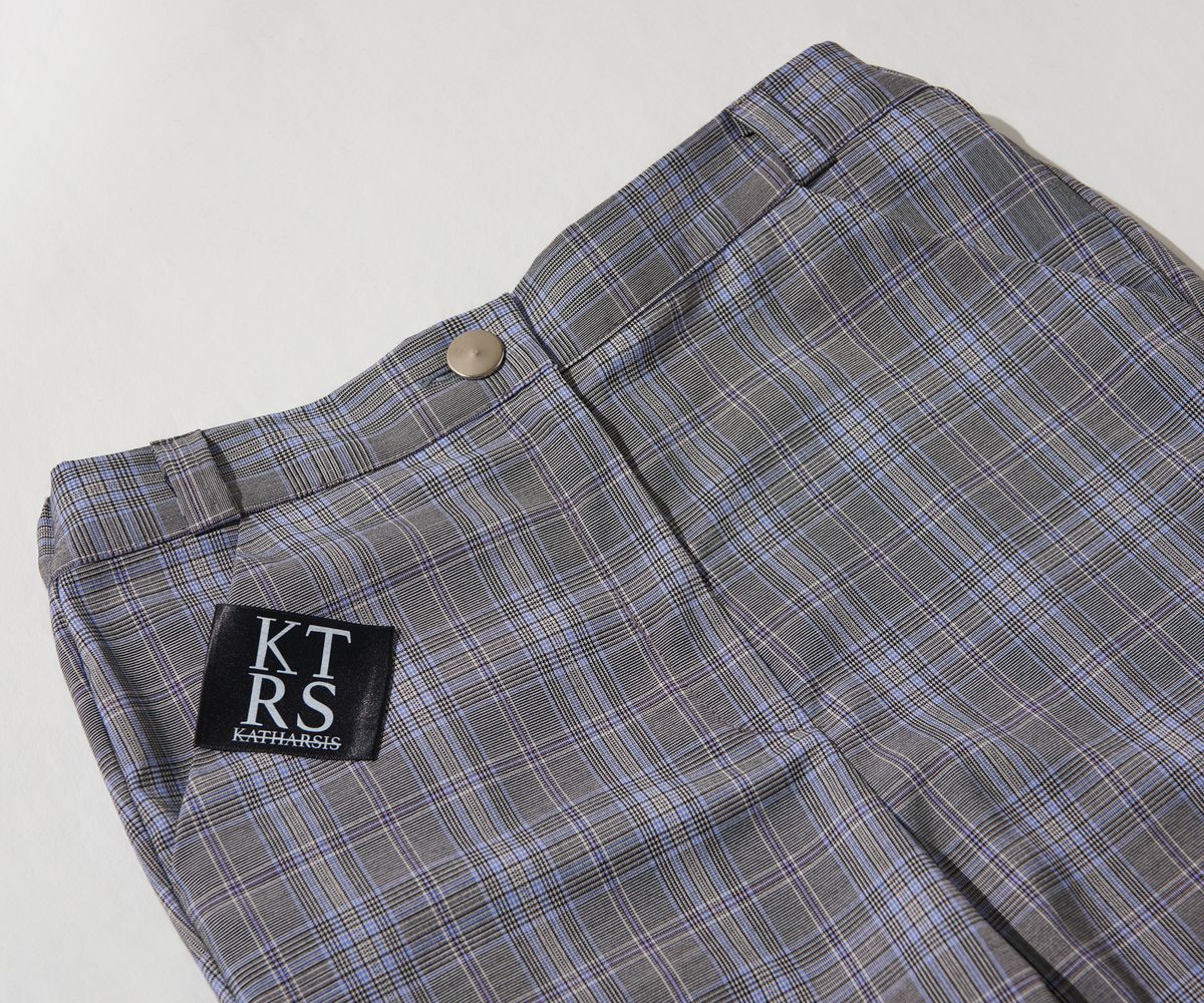 카타르시스(KATHARSIS) 체크 와이드 팬츠 (퍼플)_S M
