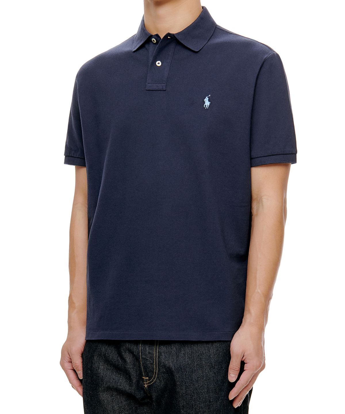 폴로 랄프 로렌(POLO RALPH LAUREN) 커스텀 슬림핏 메시 폴로 셔츠 - 네이비