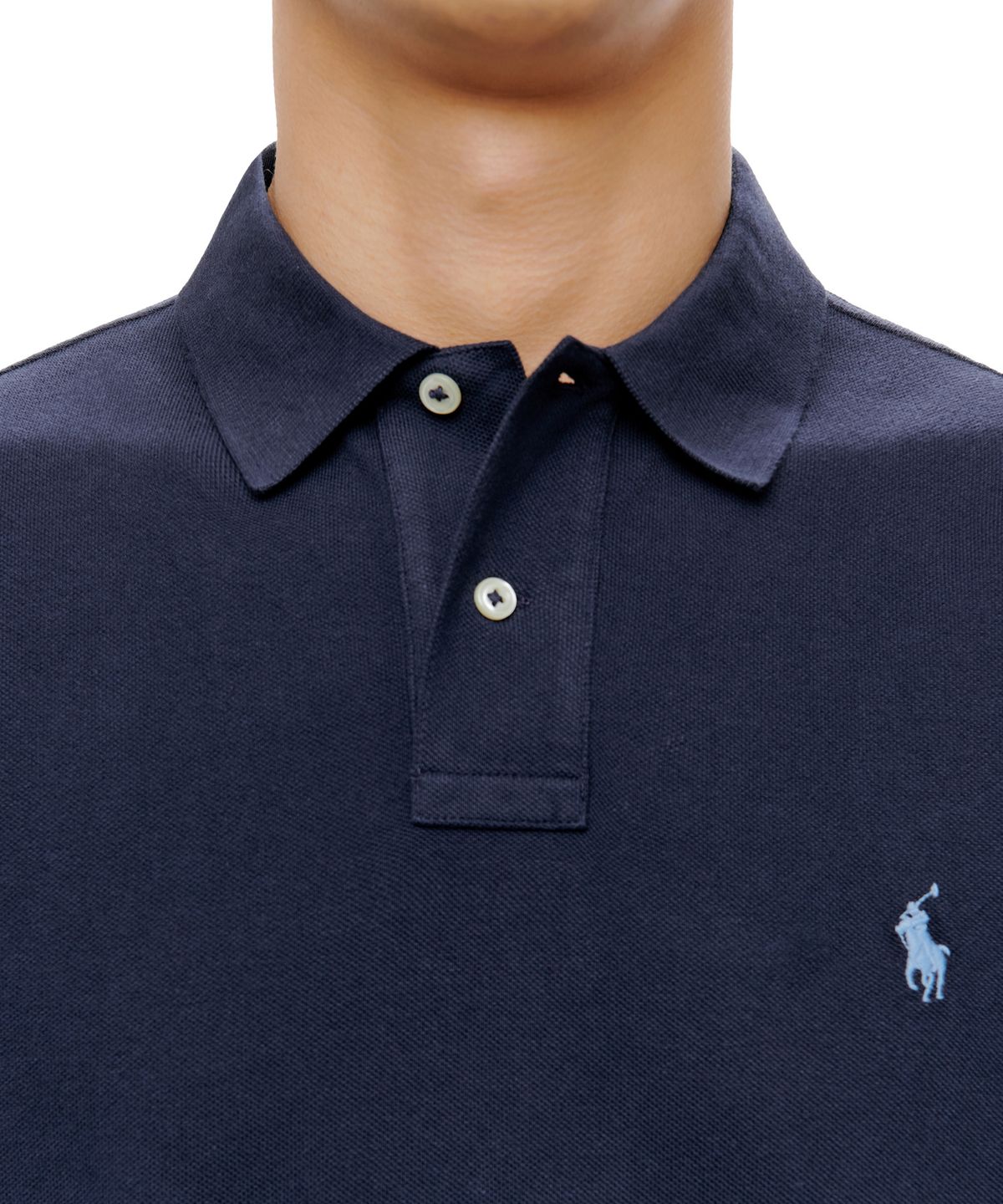폴로 랄프 로렌(POLO RALPH LAUREN) 커스텀 슬림핏 메시 폴로 셔츠 - 네이비
