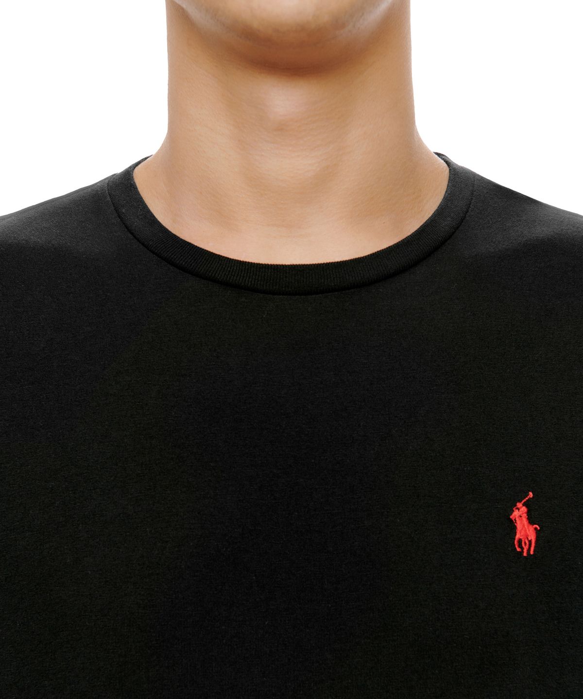 폴로 랄프 로렌(POLO RALPH LAUREN) 커스텀 슬림 핏 코튼 티셔츠 - 블랙