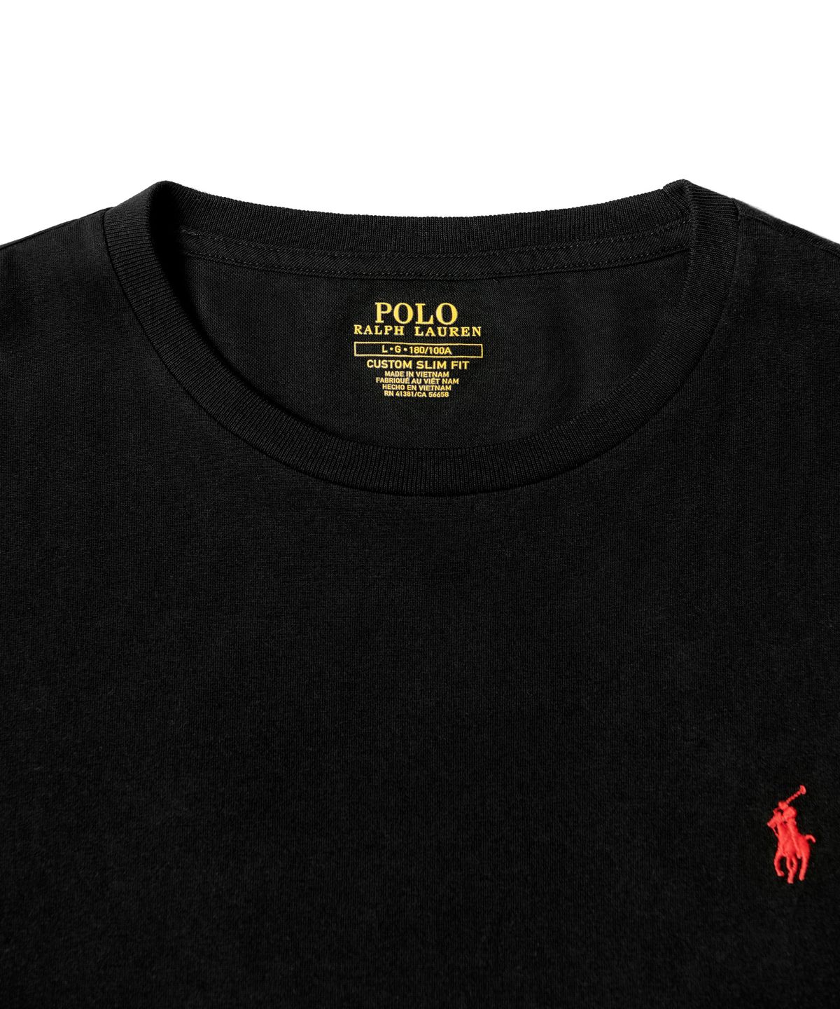 폴로 랄프 로렌(POLO RALPH LAUREN) 커스텀 슬림 핏 코튼 티셔츠 - 블랙