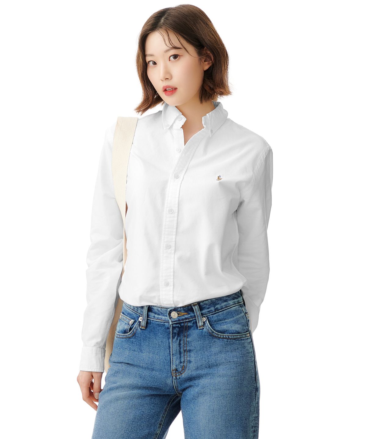 폴로 랄프 로렌(POLO RALPH LAUREN) 슬림 핏 옥스포드 셔츠 - 화이트