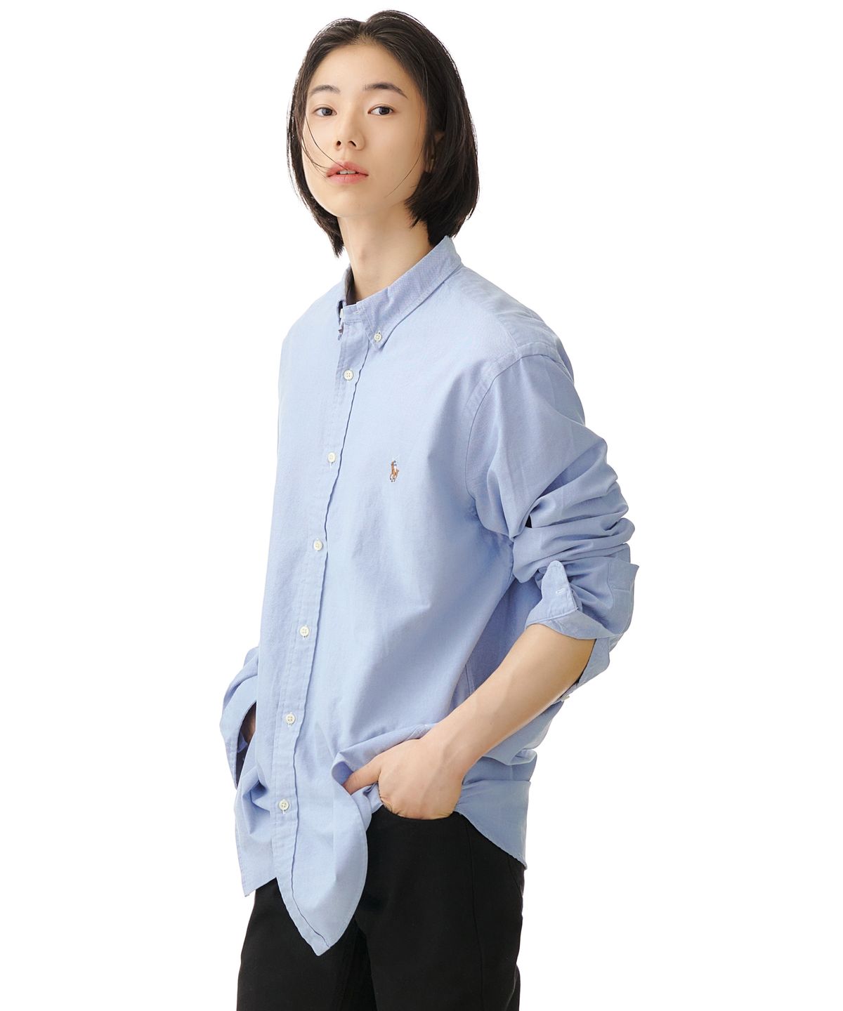 폴로 랄프 로렌(POLO RALPH LAUREN) 슬림 핏 옥스포드 셔츠 - 블루