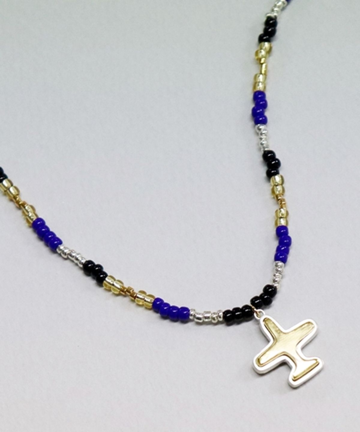 봉보(BONBEAU) Bright airplane pendent Necklace 비행기 팬던트 비즈목걸이