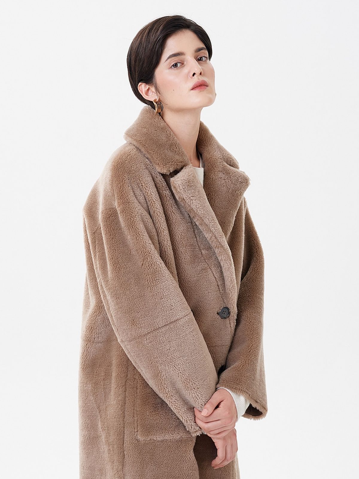 핀블랙(PINBLACK) WOOL REVERSIBLE DUMBLE LONG MUSTANG COAT BEIGE