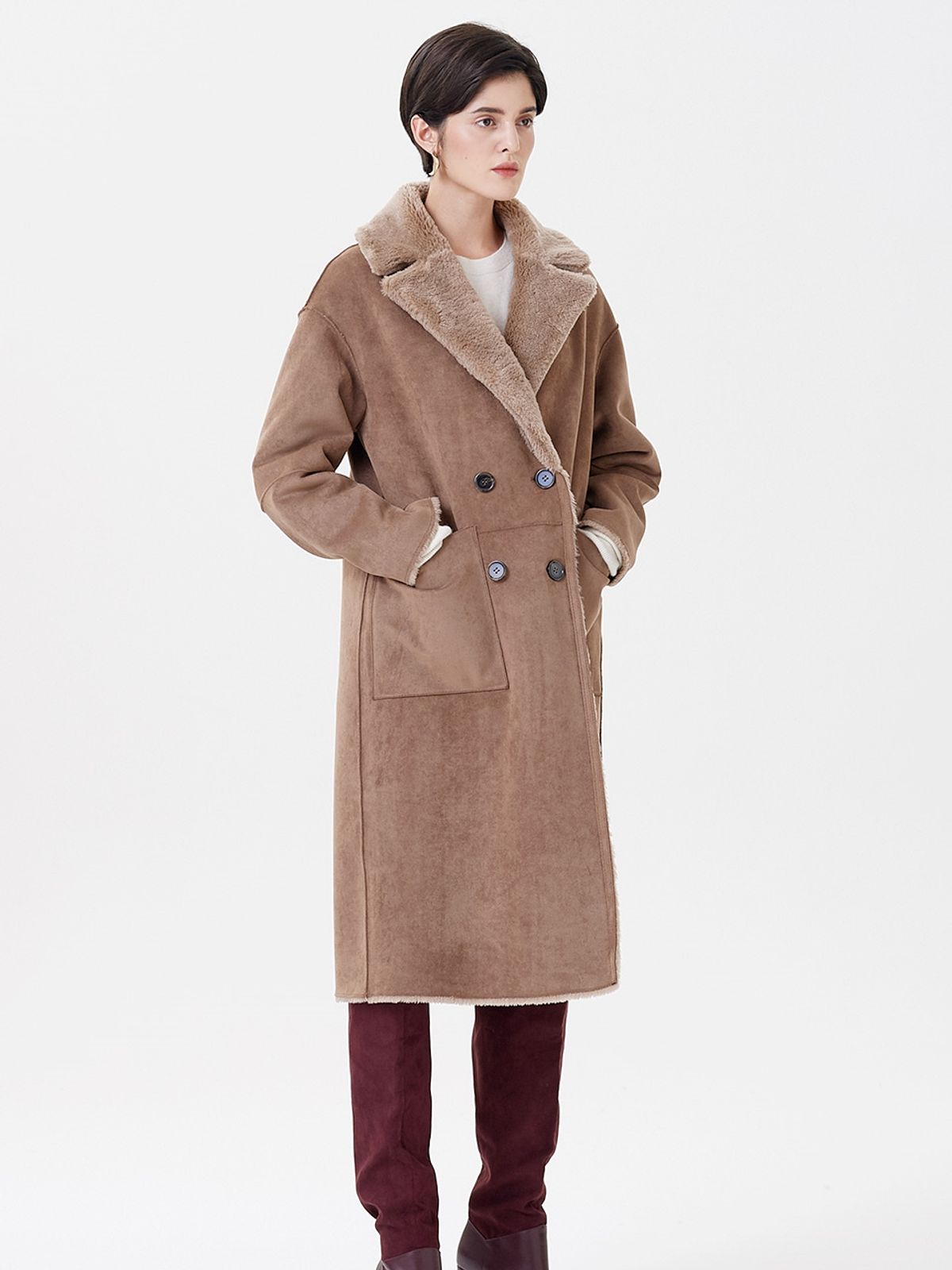 핀블랙(PINBLACK) WOOL REVERSIBLE DUMBLE LONG MUSTANG COAT BEIGE