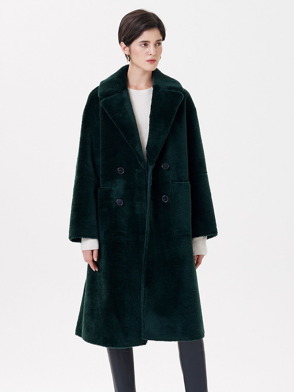 핀블랙(PINBLACK) WOOL REVERSIBLE DUMBLE LONG MUSTANG COAT GREEN