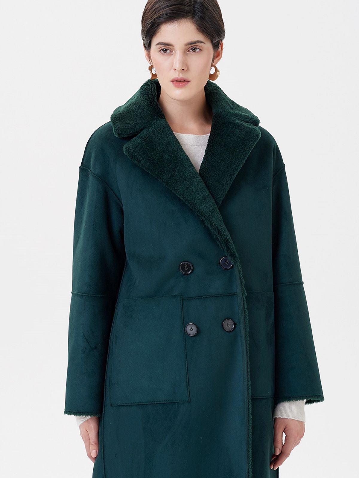 핀블랙(PINBLACK) WOOL REVERSIBLE DUMBLE LONG MUSTANG COAT GREEN