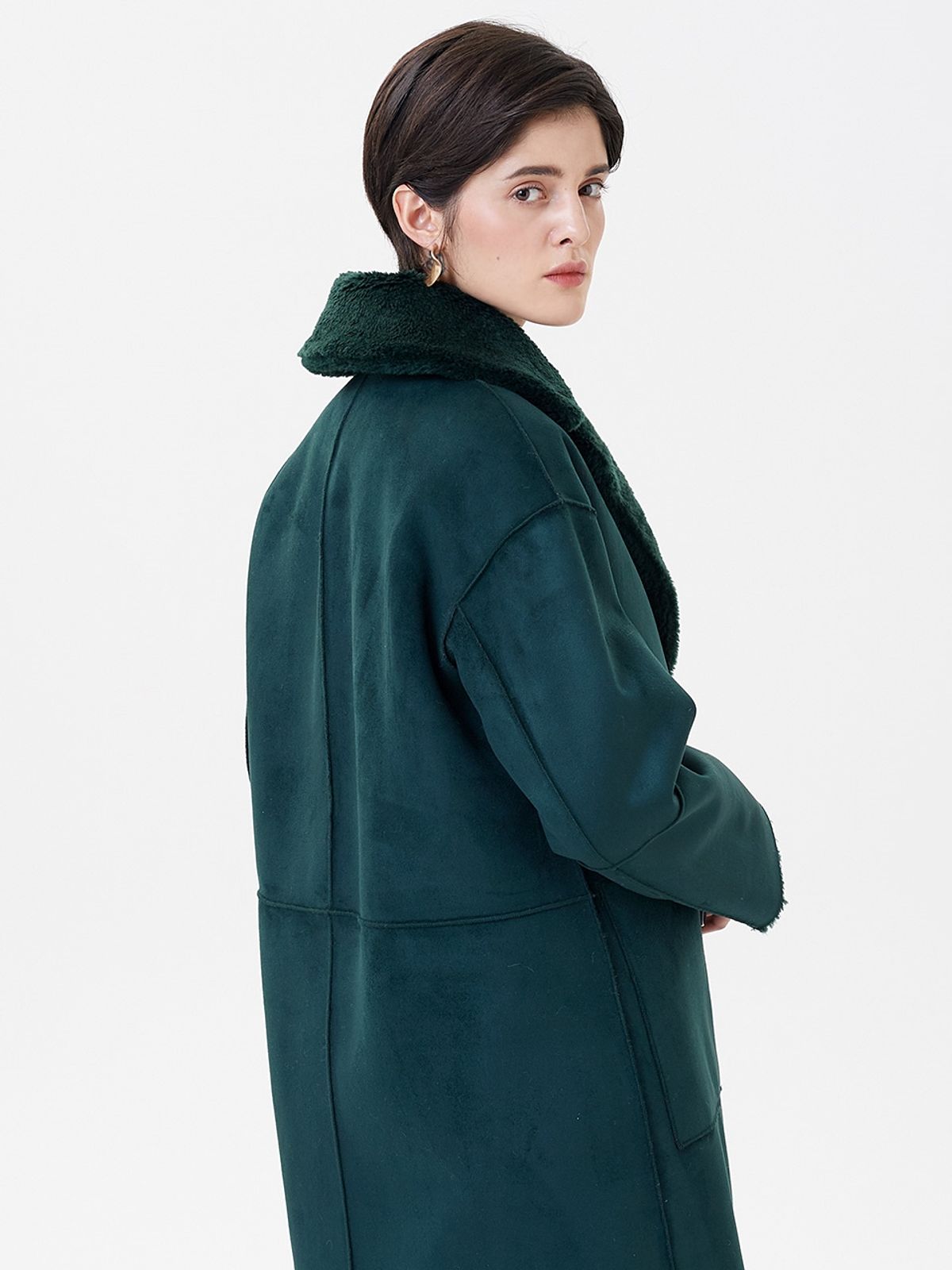 핀블랙(PINBLACK) WOOL REVERSIBLE DUMBLE LONG MUSTANG COAT GREEN