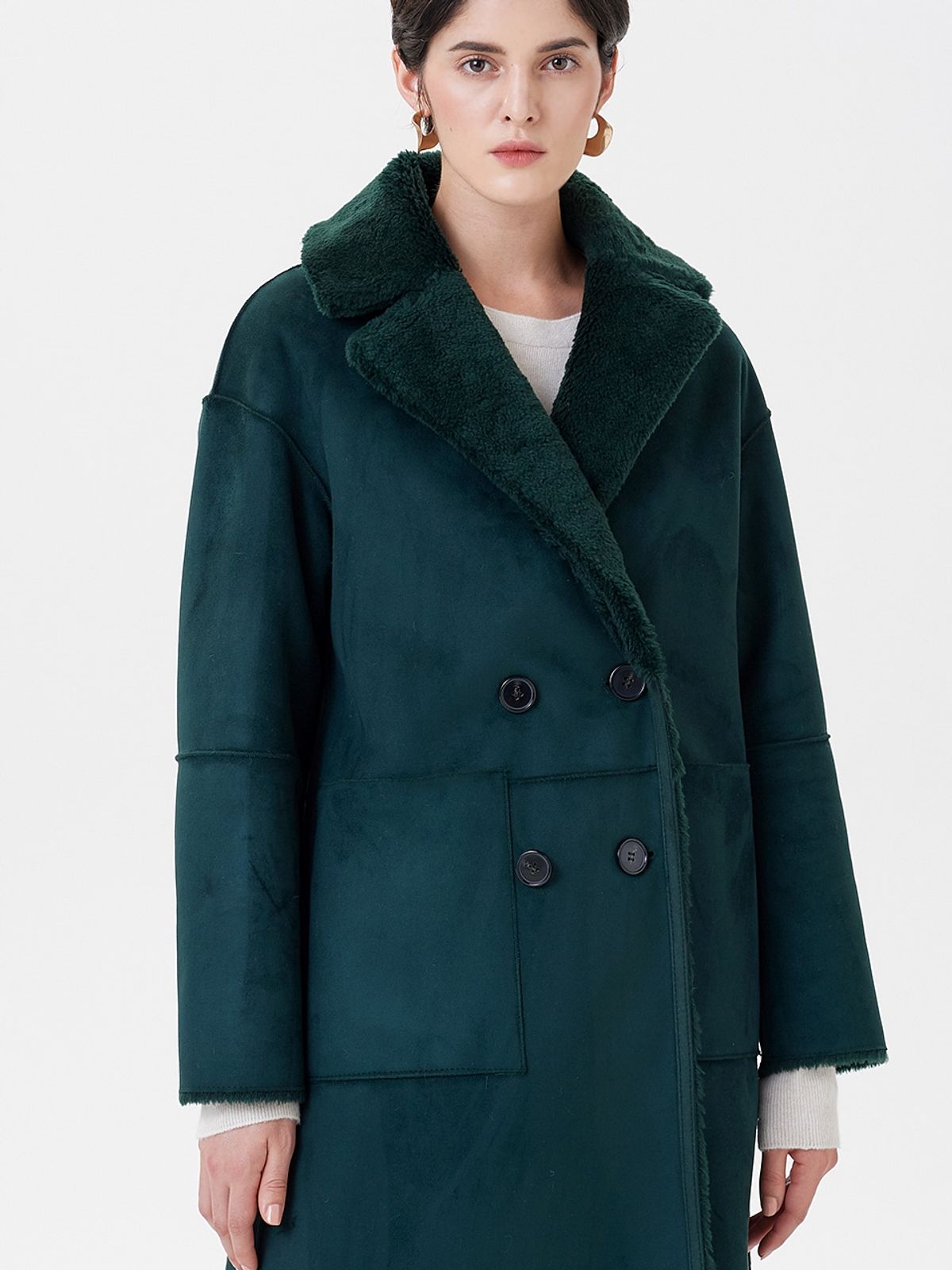 핀블랙(PINBLACK) WOOL REVERSIBLE DUMBLE LONG MUSTANG COAT GREEN