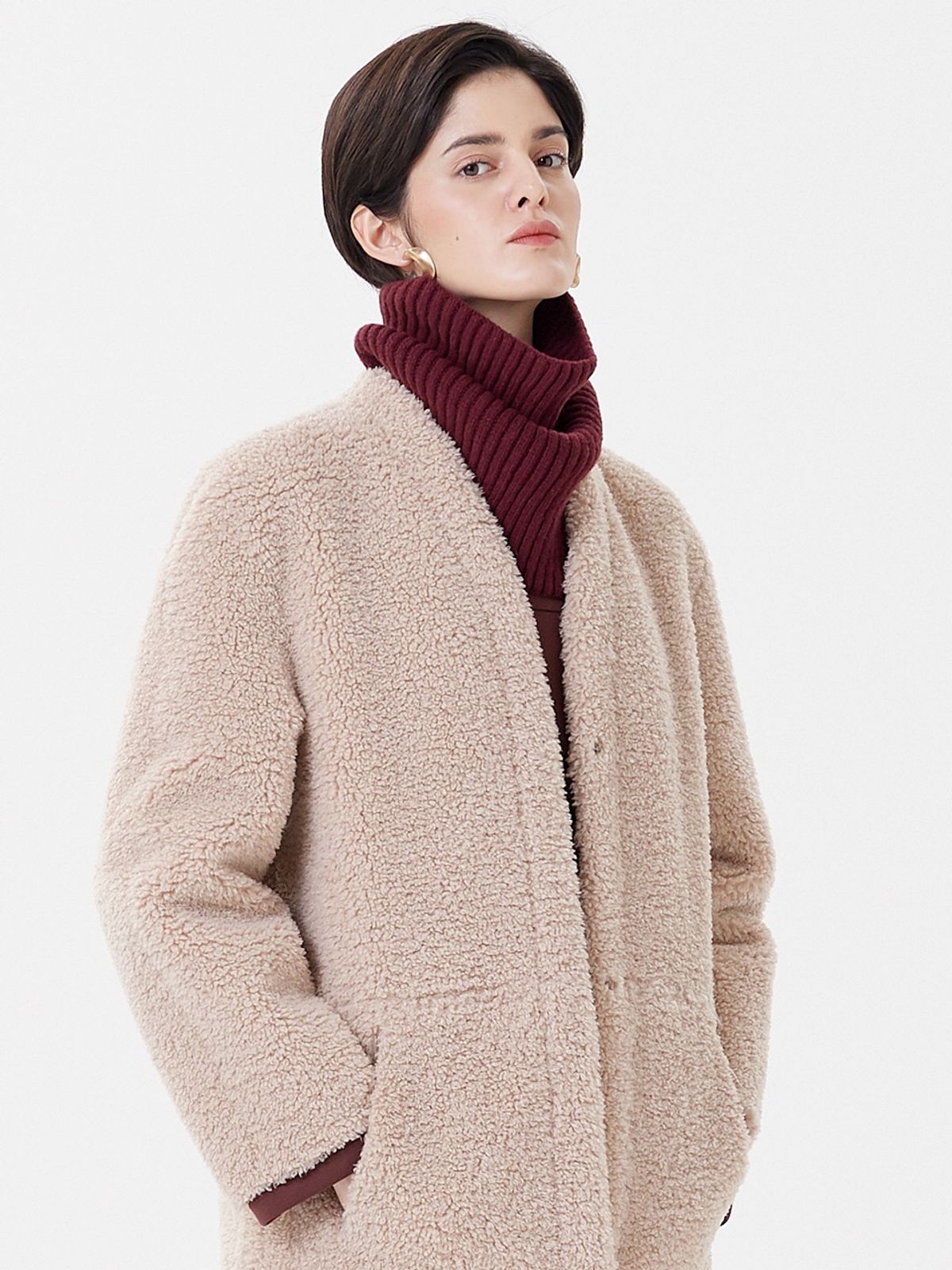 핀블랙(PINBLACK) REVERSIBLE NOKARA SLIT LONG MUSTANG COAT BEIGE