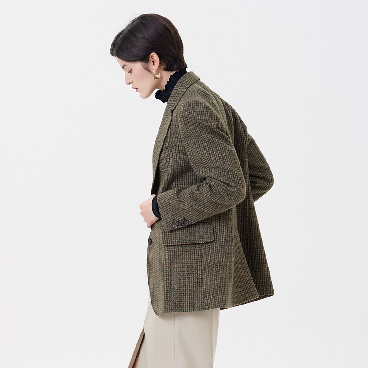 핀블랙(PINBLACK) CLASSIC CHECK JACKET GREEN