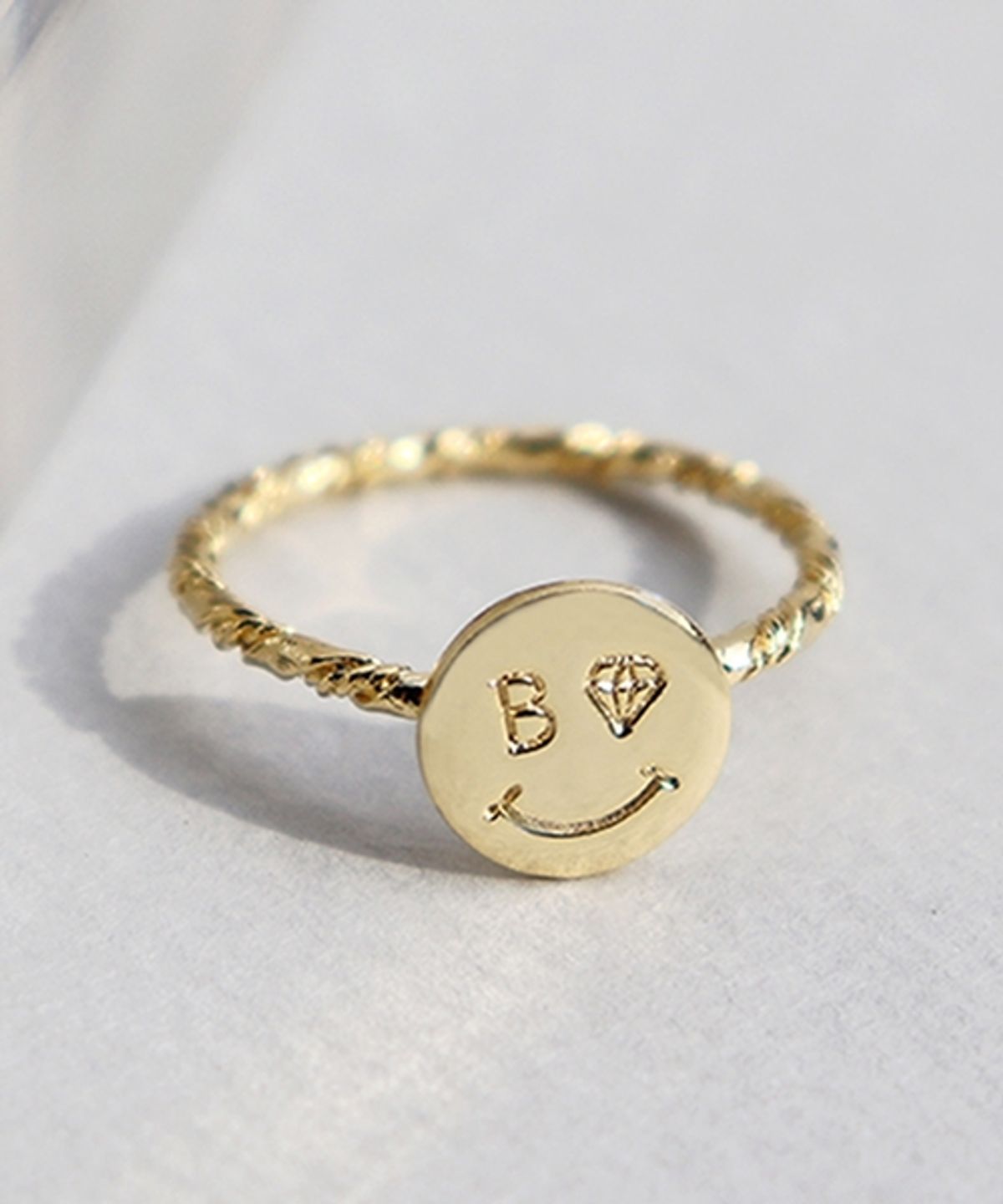 봉보(BONBEAU) Simple smile coin gold Ring 스마일 골드 코인반지