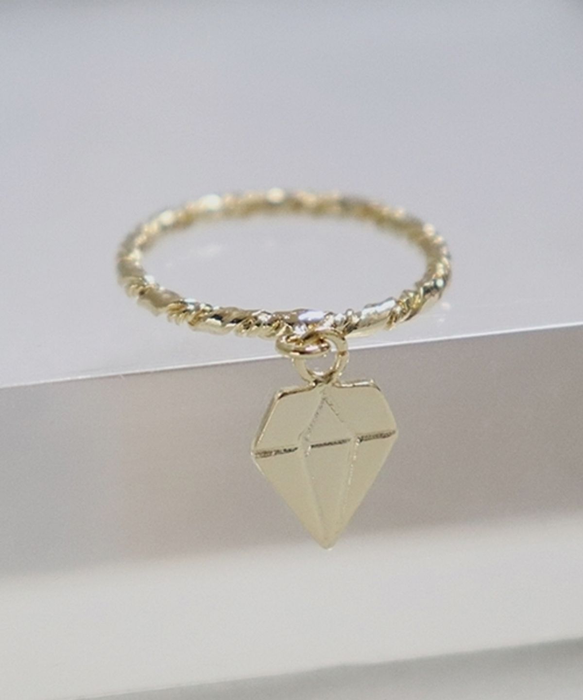 봉보(BONBEAU) Double twist Dia drop Ring 더블 트위스트 링 다이아 달랑이 반지