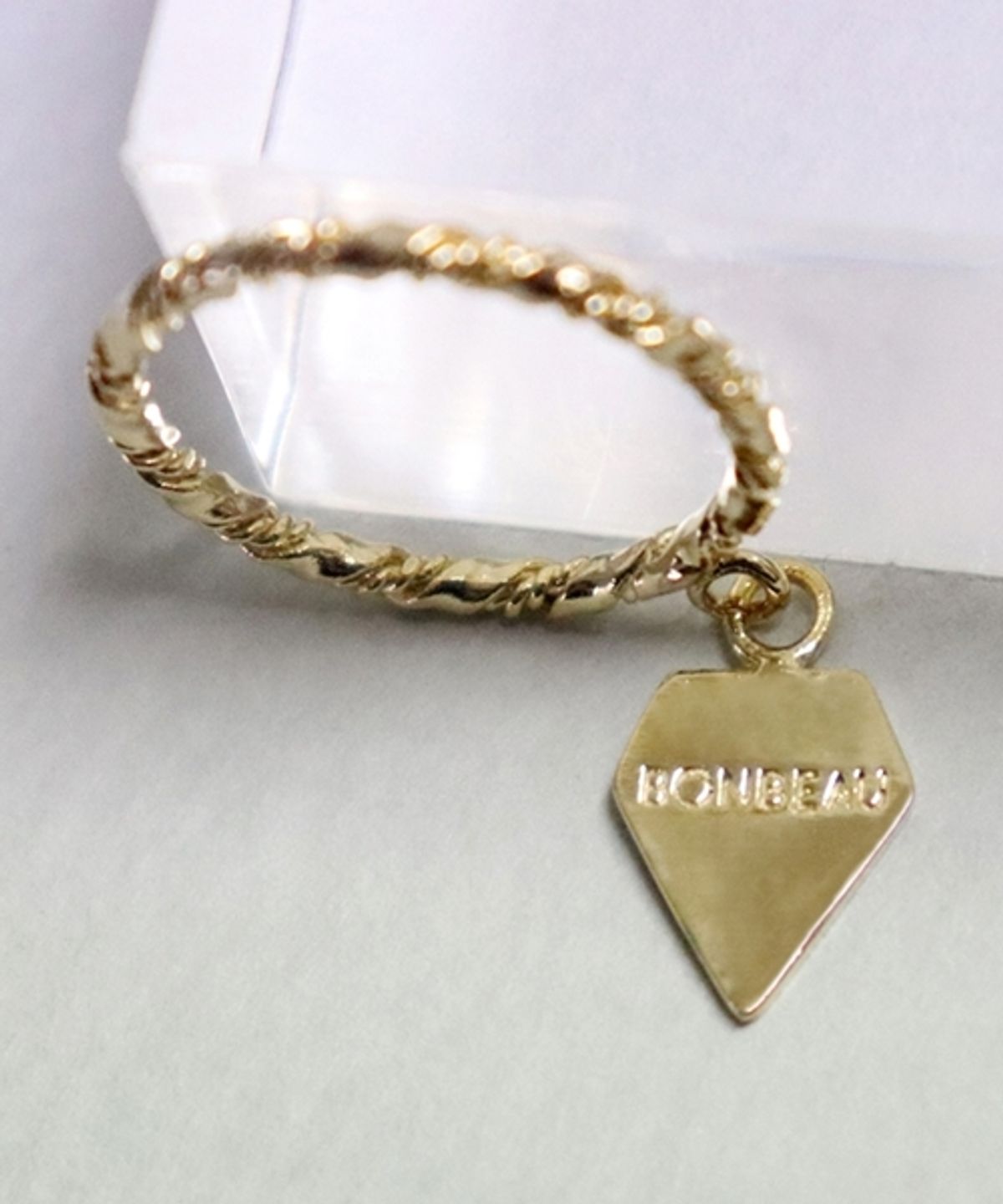 봉보(BONBEAU) Double twist Dia drop Ring 더블 트위스트 링 다이아 달랑이 반지