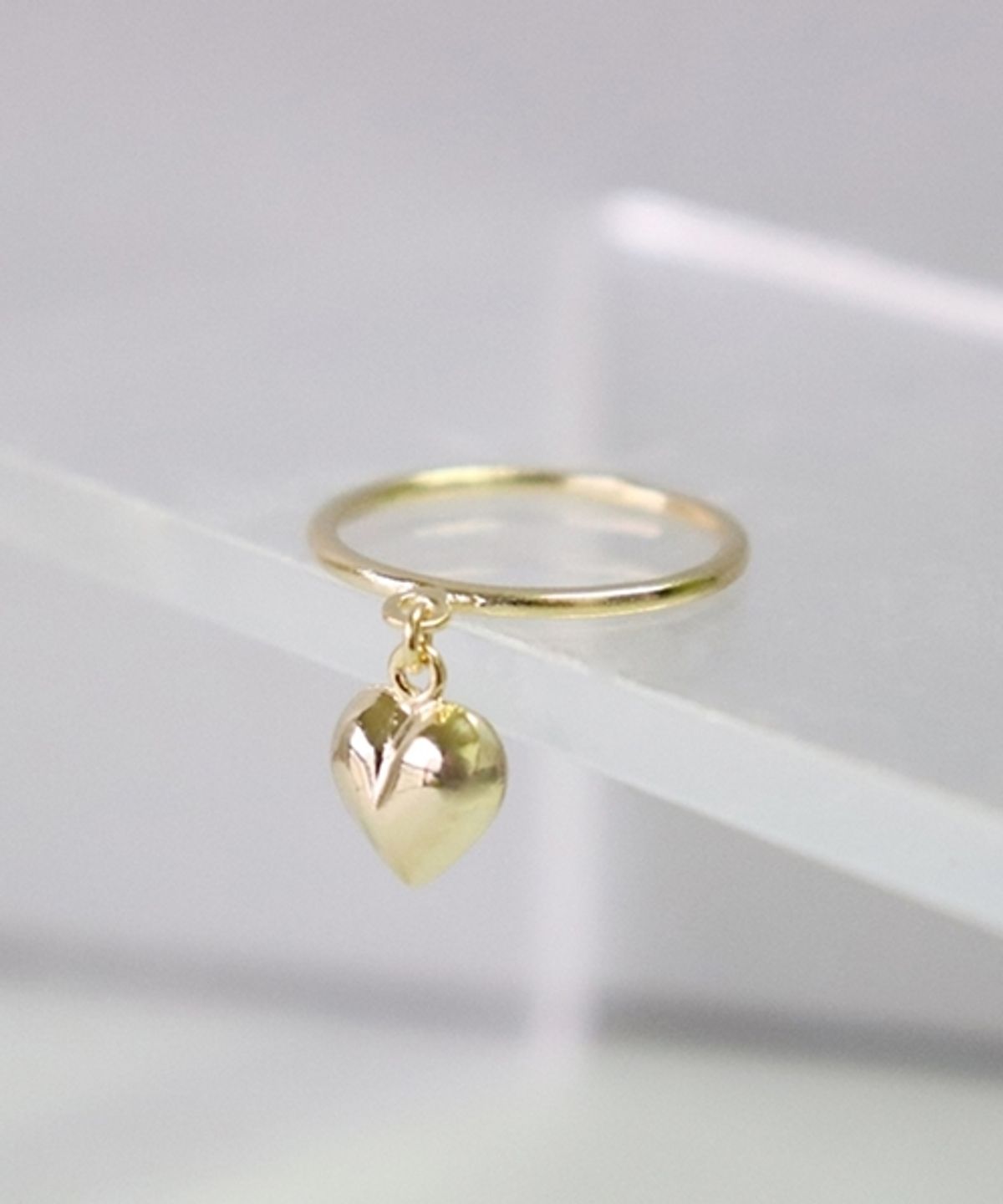 봉보(BONBEAU) Volume heart simple drop Ring 하트 달랑이 레이어드반지