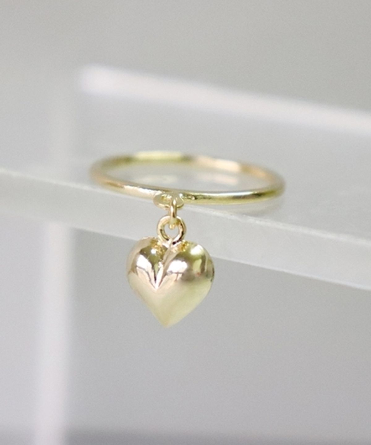 봉보(BONBEAU) Volume heart simple drop Ring 하트 달랑이 레이어드반지