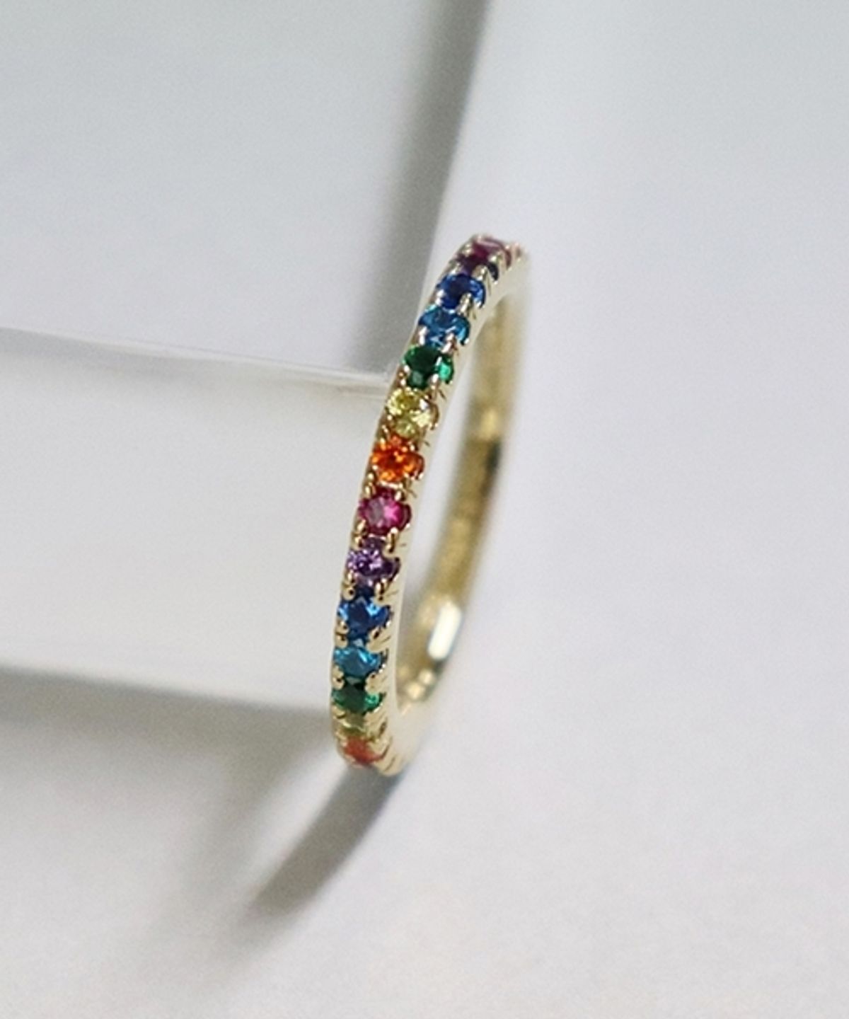 봉보(BONBEAU) Rainbow cubic gold guard Ring 레인보우 큐빅반지