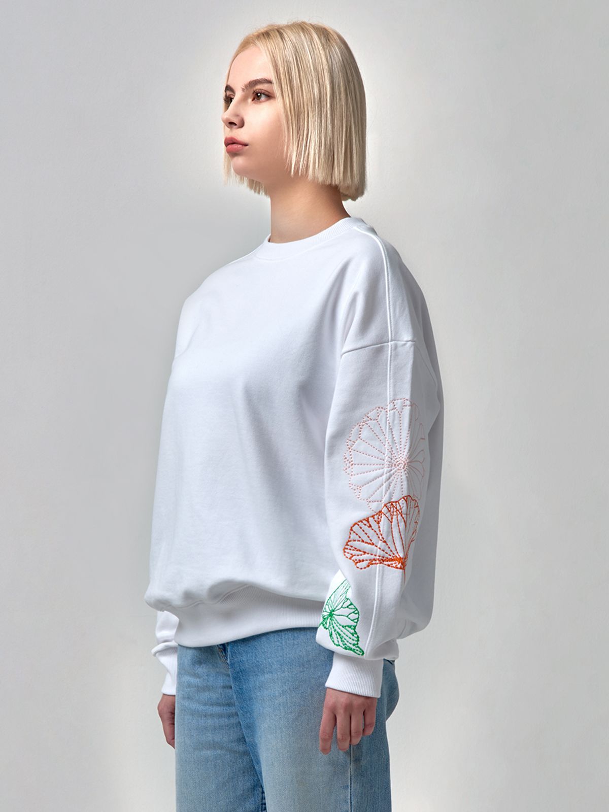 에스에스큐알(SSQR) Women Embroidered Sweatshirt ACC_01_WHITE