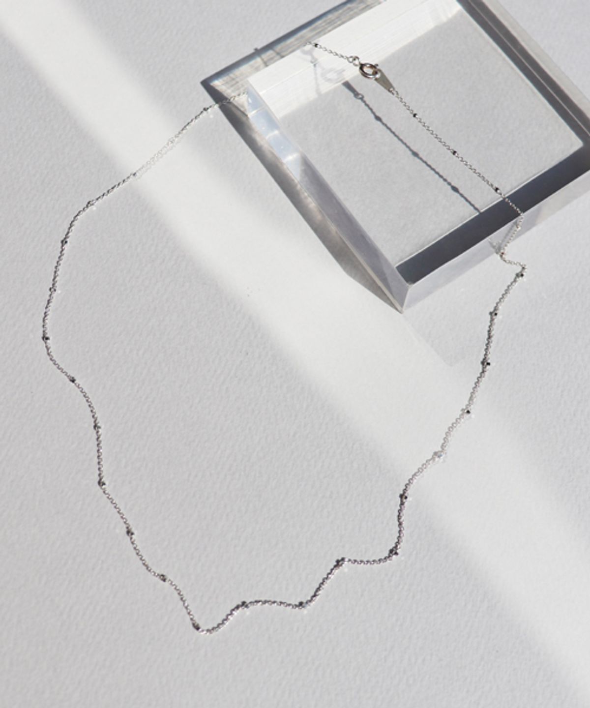 봉보(BONBEAU) Cube chain layered Necklace 롱 실버 체인목걸이