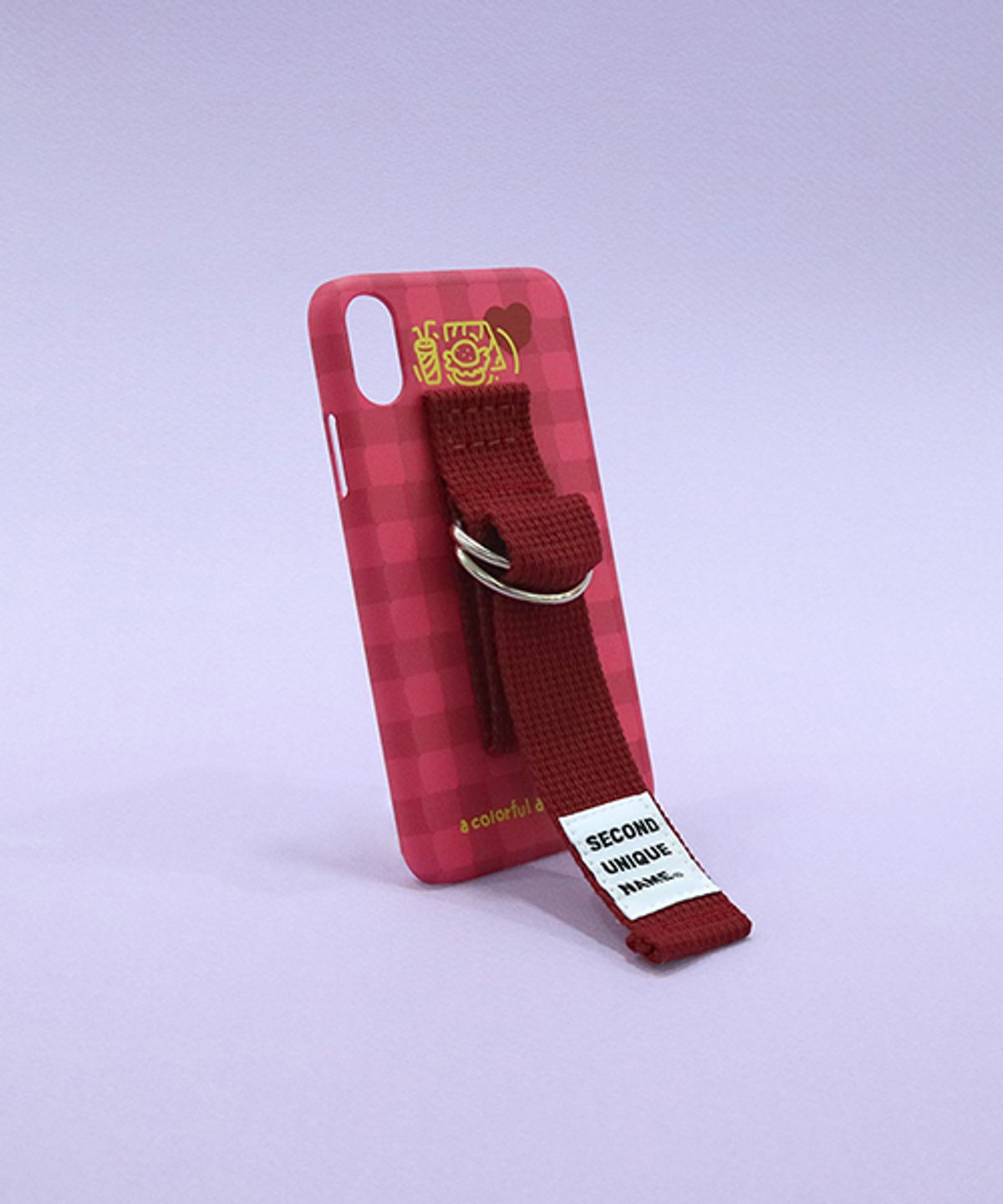 세컨드유니크네임(SECOND UNIQUE NAME) SUN CASE SUGAR CORAL BURGUNDY (CHECK)