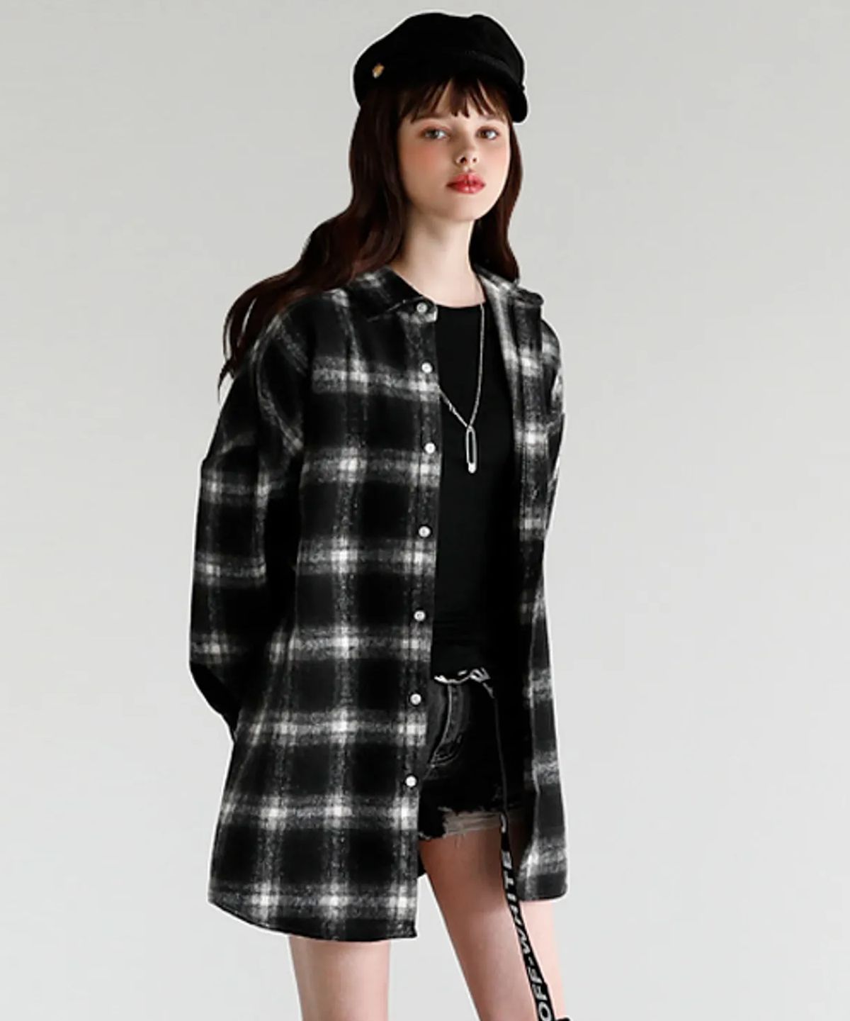 어반드레스(AVANDRESS) UNISEX FLEX CHECK SHIRT BLACK