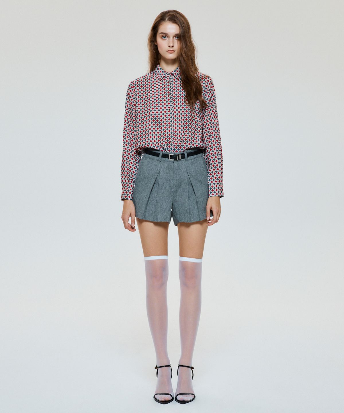 언티지(UNTAGE) 레트로 B 블록 프린트 셔츠(UNISEX)_UTS-FS28