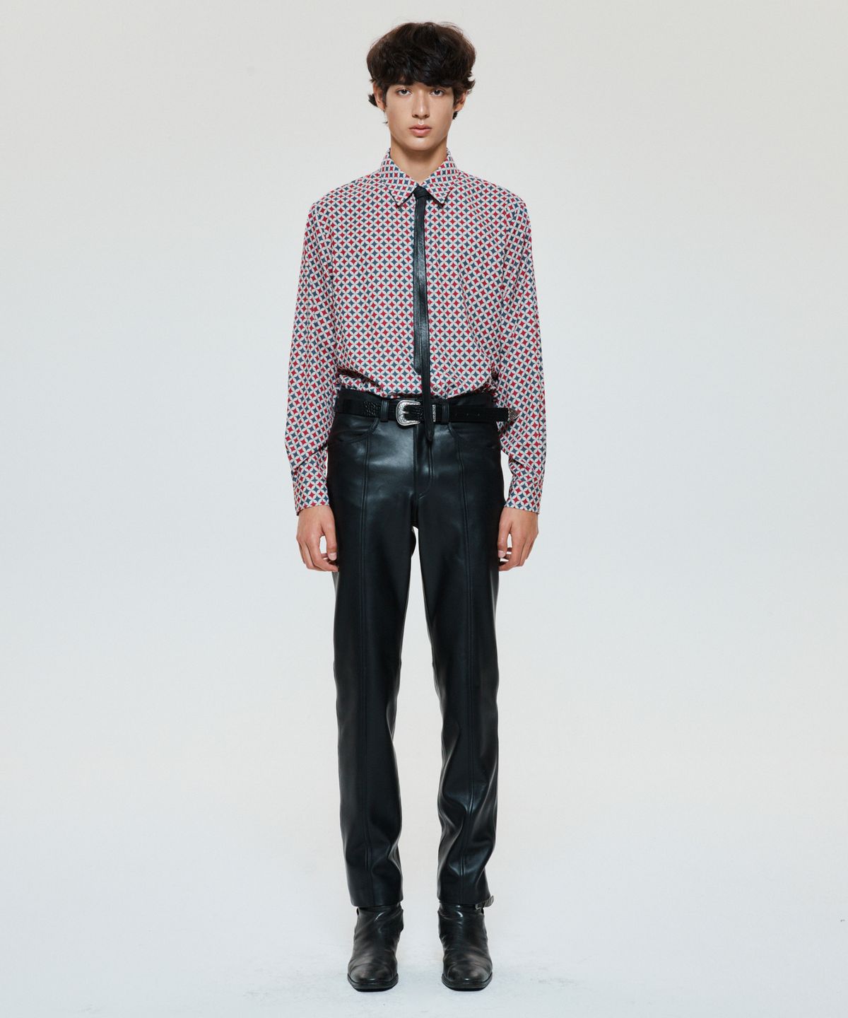 언티지(UNTAGE) 레트로 B 블록 프린트 셔츠(UNISEX)_UTS-FS28