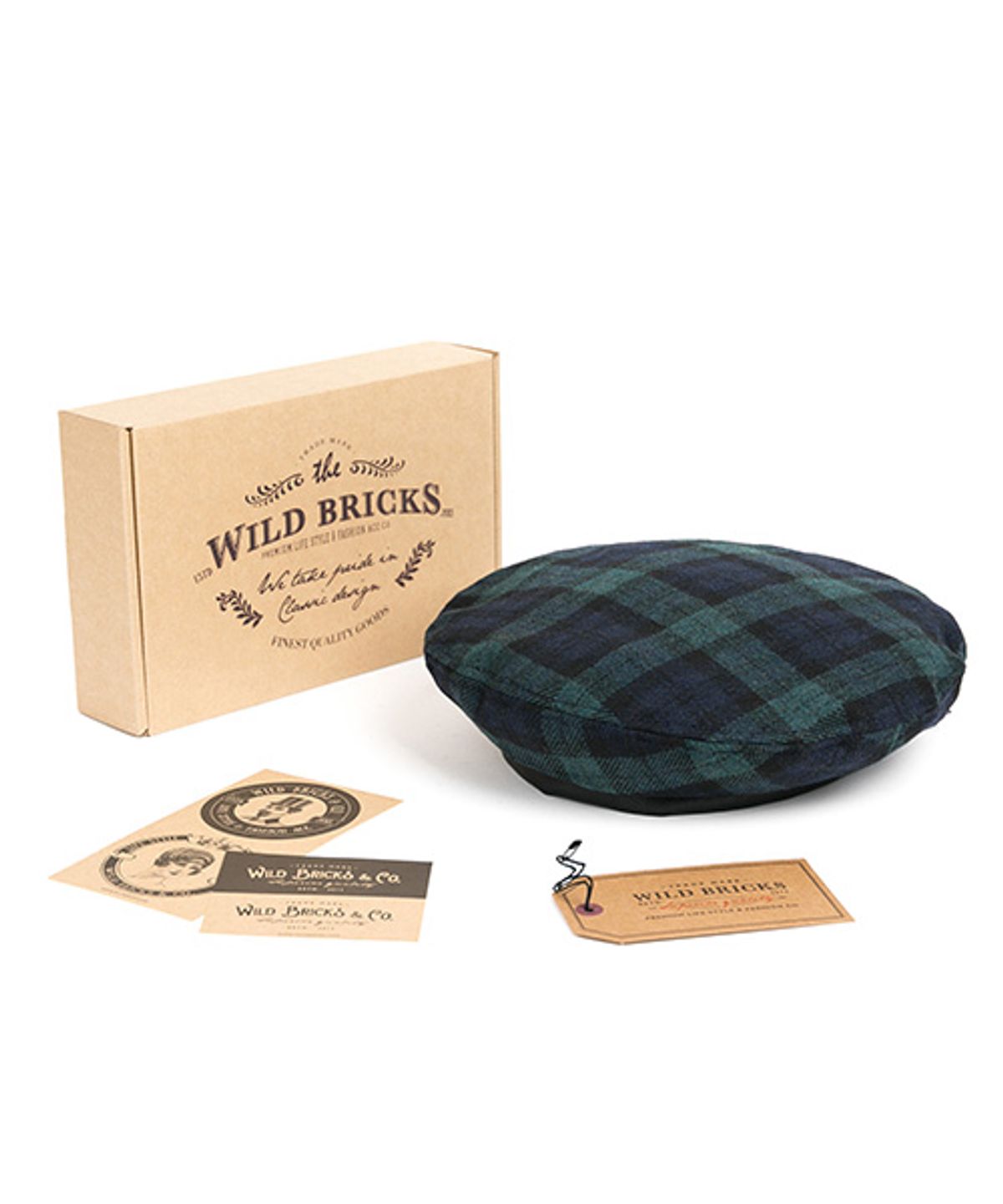 와일드 브릭스(WILD BRICKS) WOOL BW CHECK FLAT BERET (green)