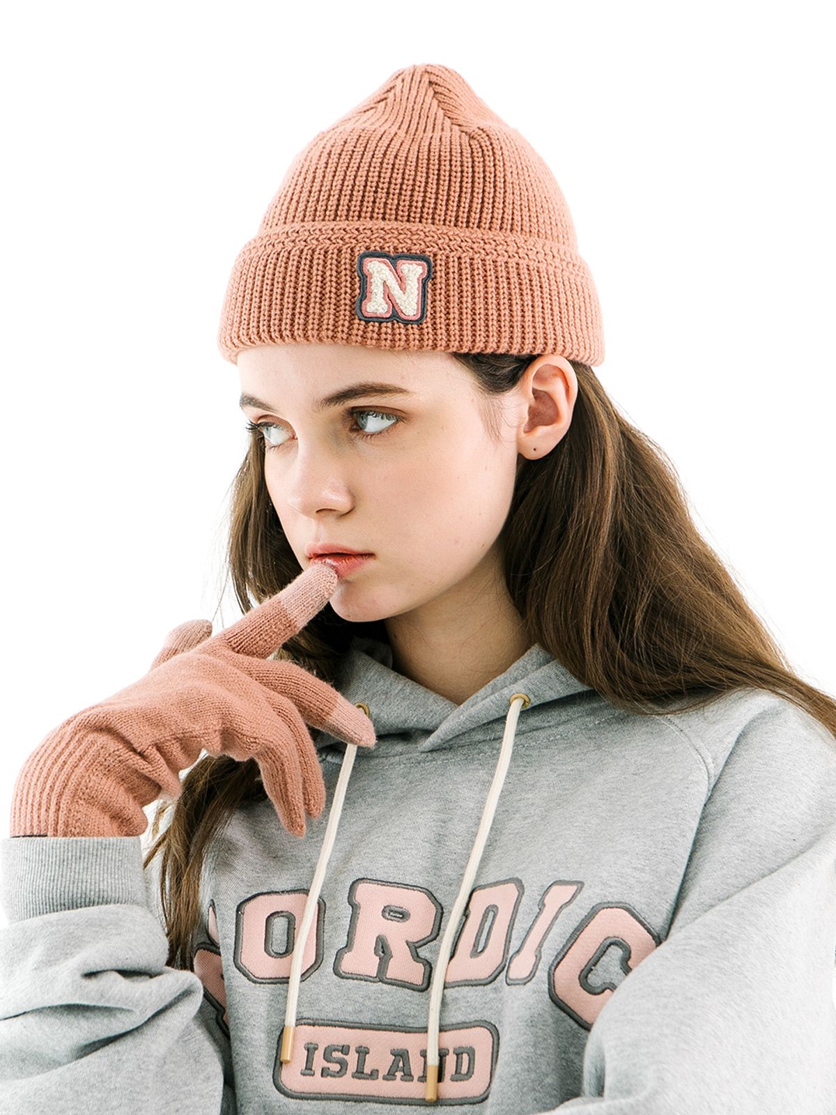 노르딕아일랜드(NORDICISLAND) N로고 비니 - 핑크