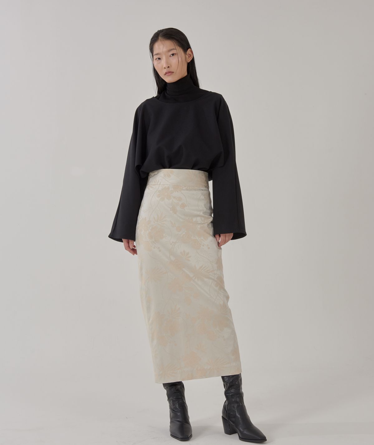 고목(KOMOK) Korea flower skirts-Beige