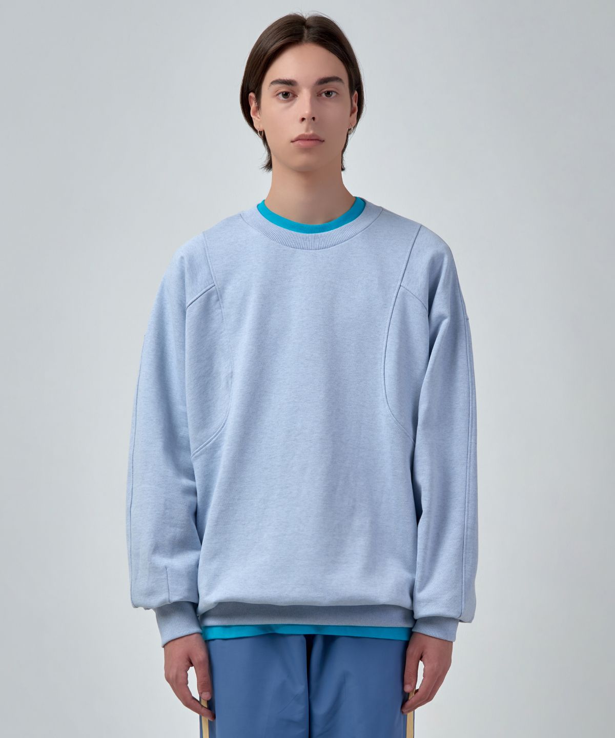 에스에스큐알(SSQR) Unisex Embroidered Sweatshirt ZOC_02_M.BLUE_LARGE