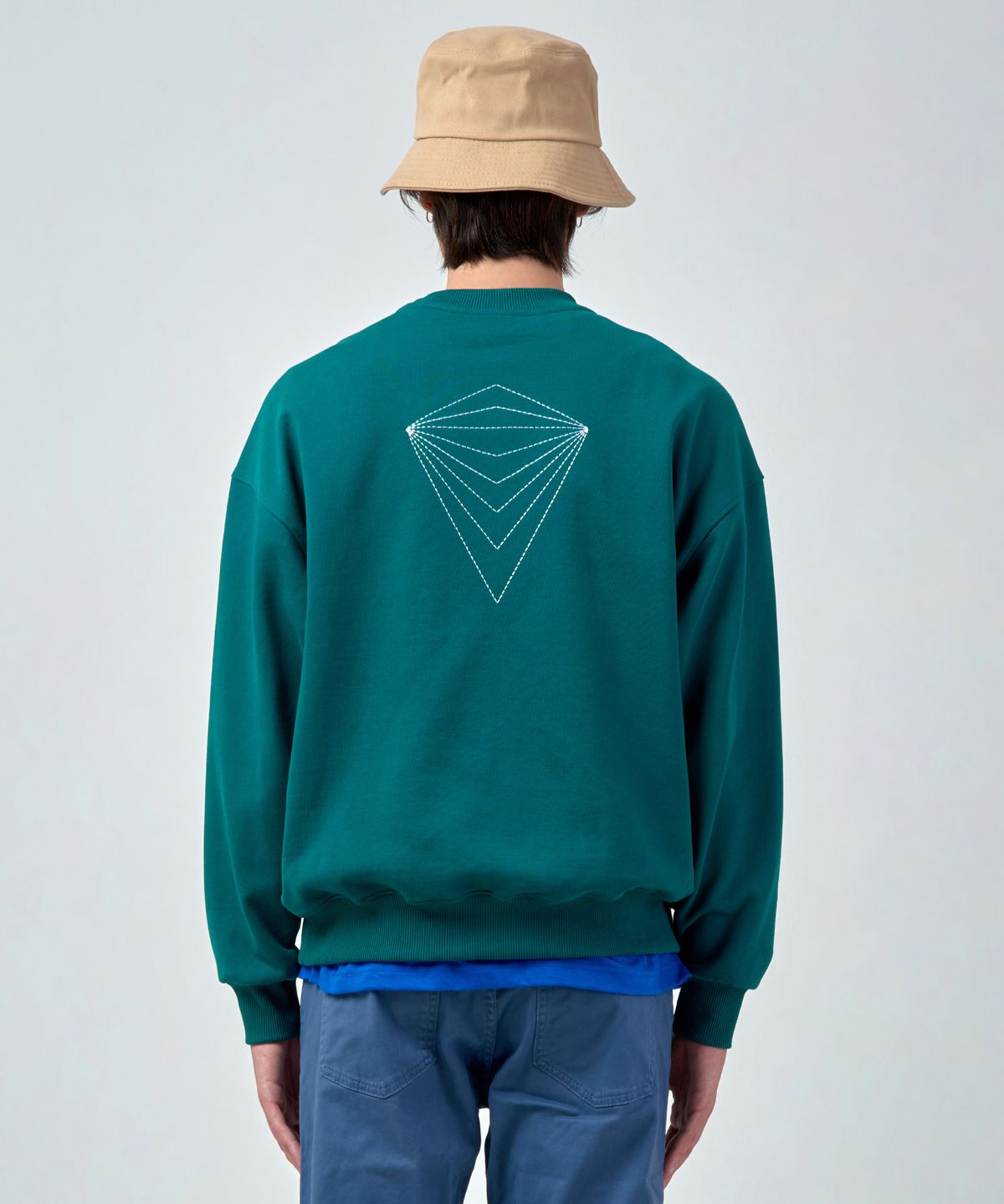 에스에스큐알(SSQR) Unisex Embroidered Sweatshirt VAN_01_GREEN_LARGE