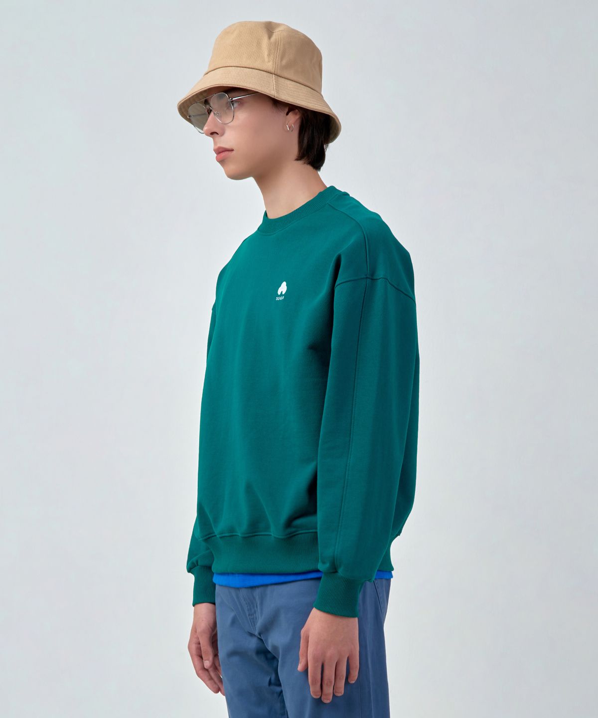 에스에스큐알(SSQR) Unisex Embroidered Sweatshirt VAN_01_GREEN_LARGE