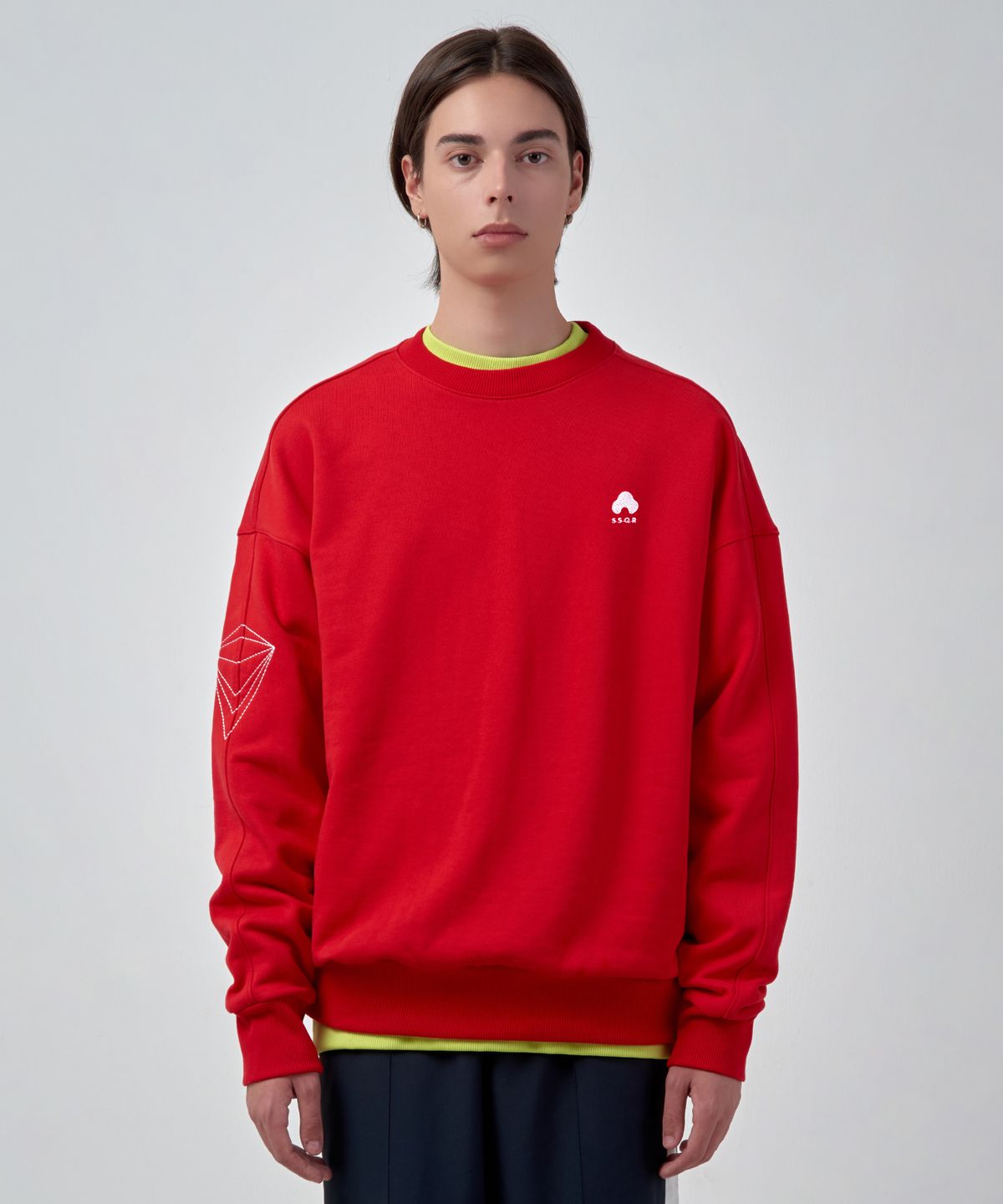에스에스큐알(SSQR) Unisex Embroidered Sweatshirt ACC_02_RED_LARGE