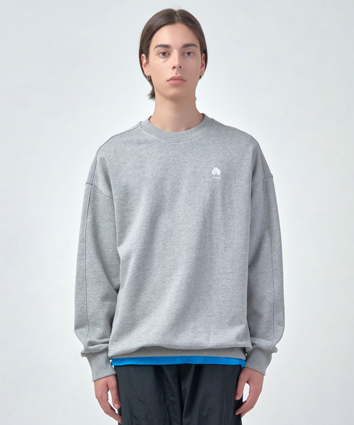 에스에스큐알(SSQR) Unisex Embroidered Sweatshirt VAN_01_M.GRAY_LARGE