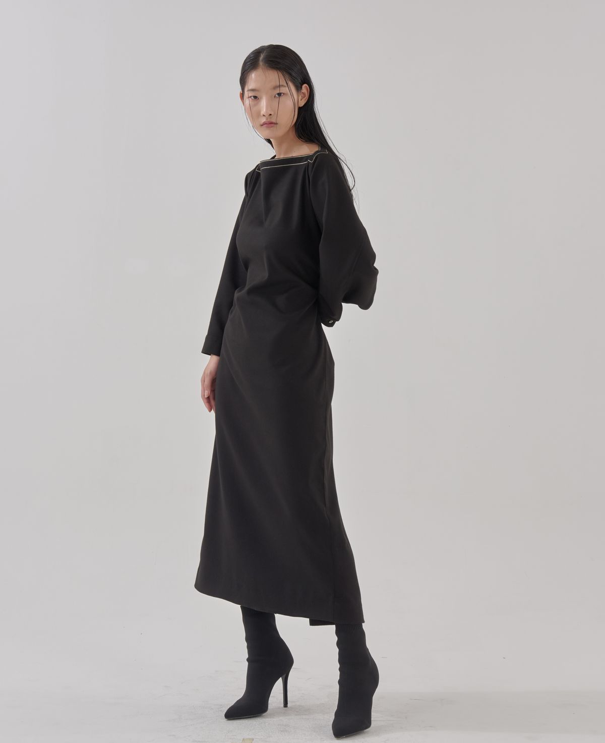 고목(KOMOK) 저고리 스티치 원피스 (Jeogori stitch one piece-black)