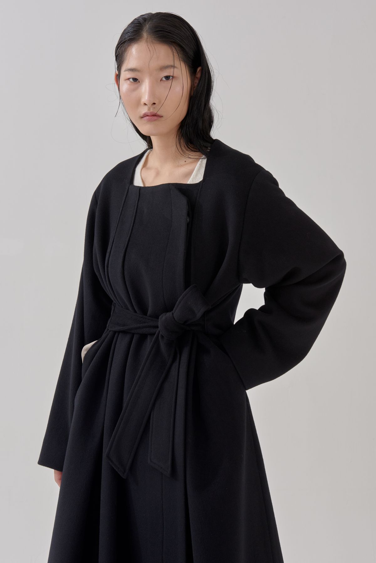 고목(KOMOK) 두루마기 원피스 코트 (Durumagi one piece coat-Black)