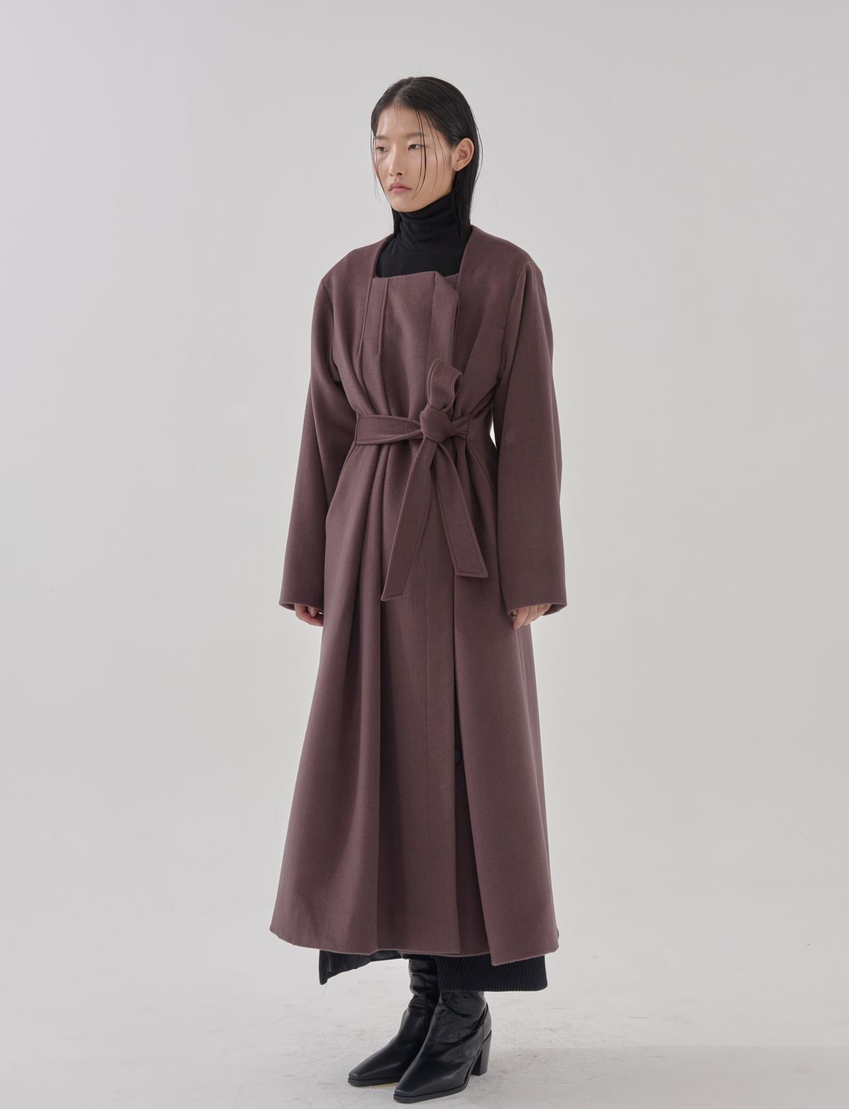고목(KOMOK) 두루마기 원피스 코트 (Durumagi one piece coat-Deep brown)