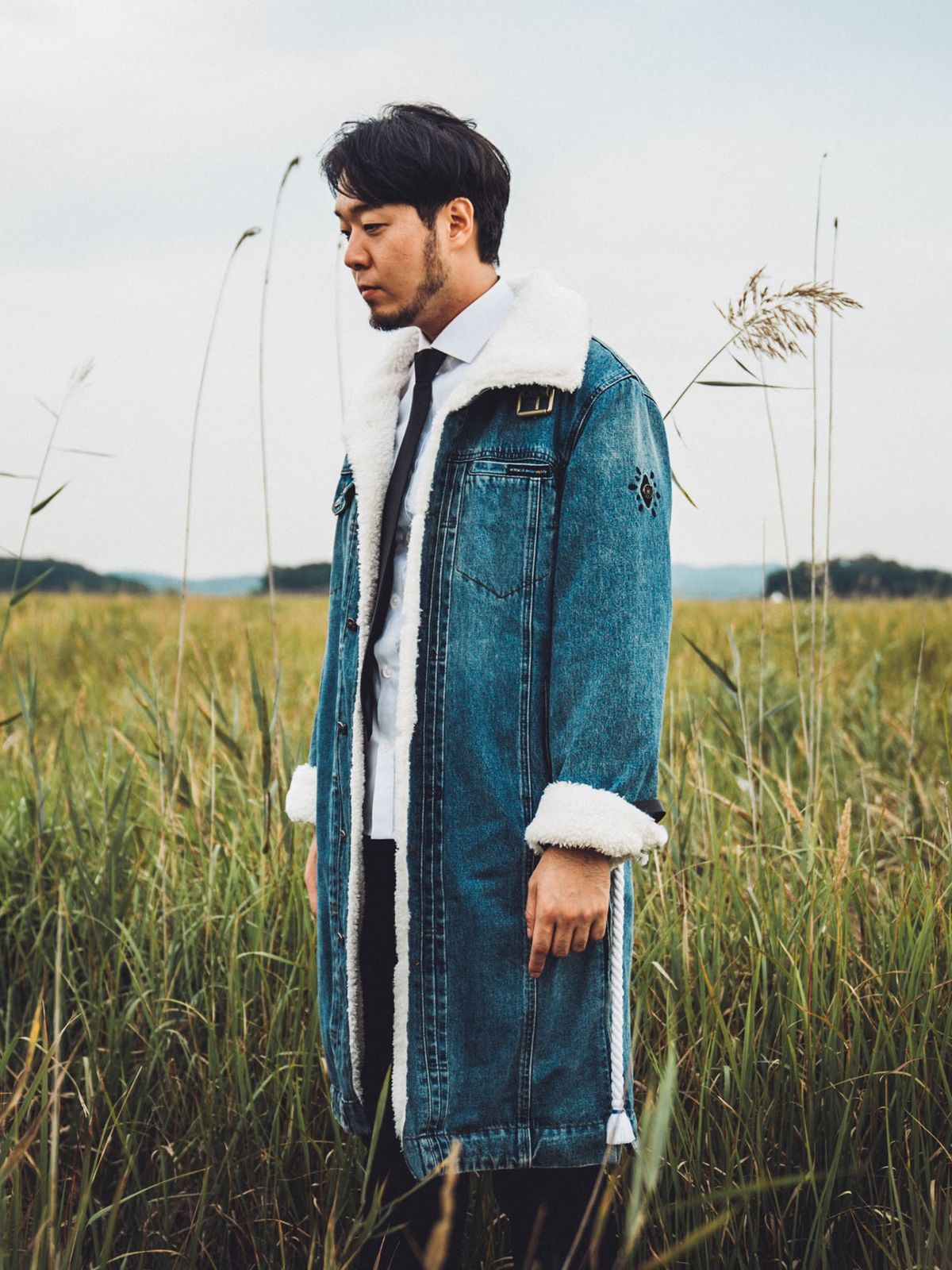 모빈스알(MOVINS.R) AURA OVIS DENIM COAT WASHED BLUE