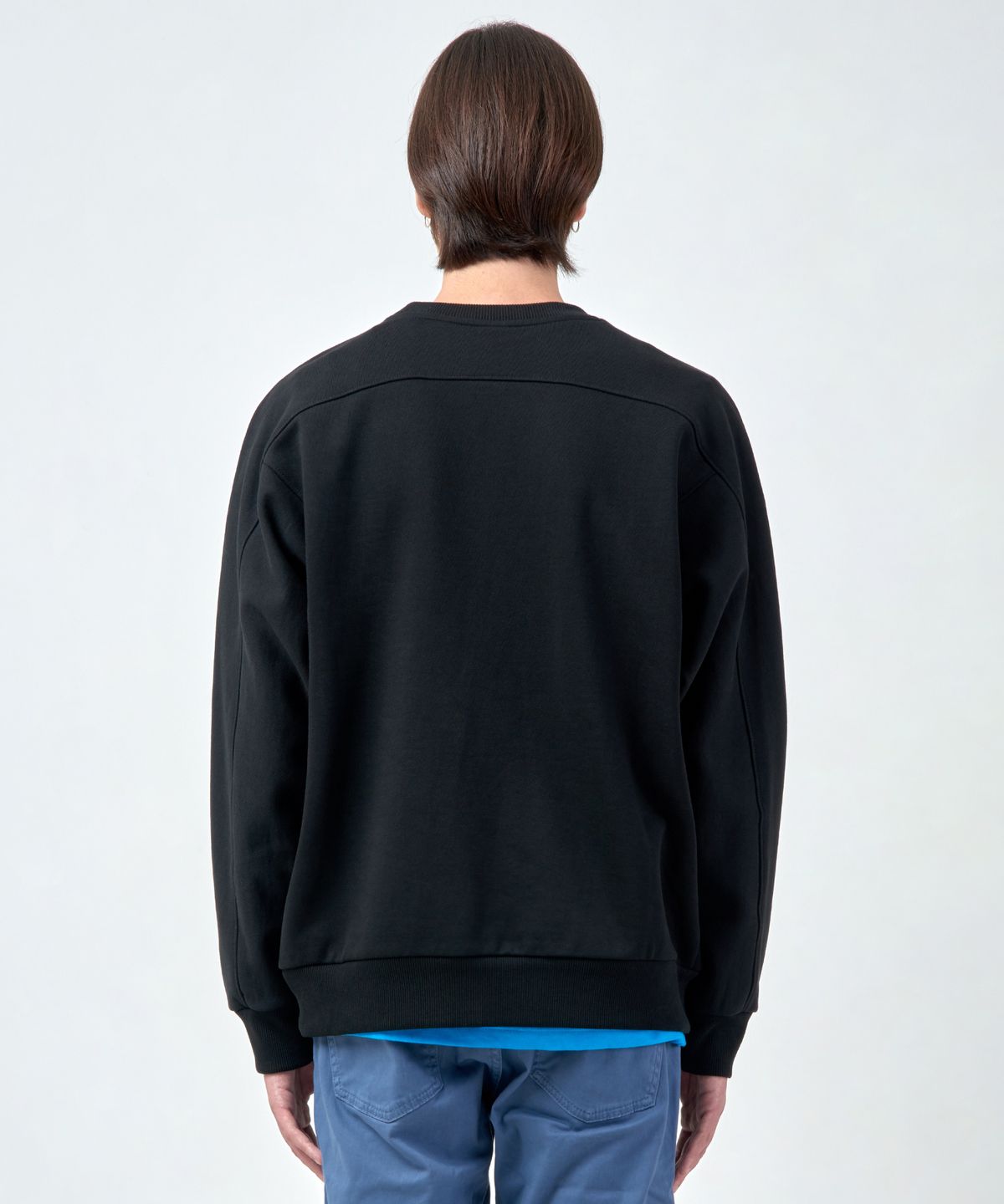 에스에스큐알(SSQR) Unisex Embroidered Sweatshirt KIZ_01_BLACK_LARGE