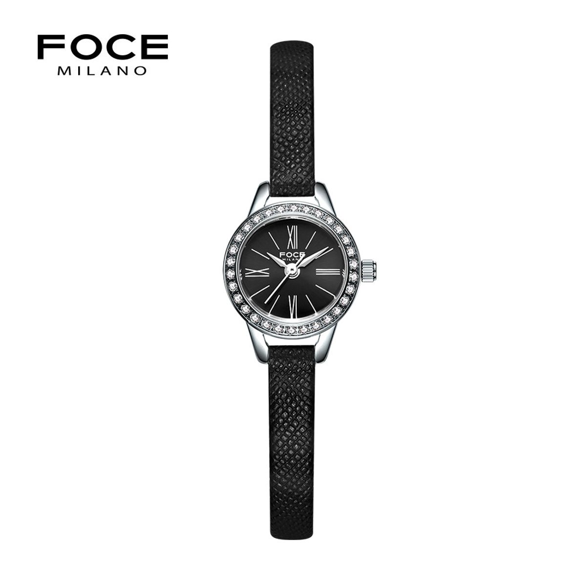 포체 레이디(FOCE LADY) 18mm 여성 블랙 가죽시계 FM1906L-BK