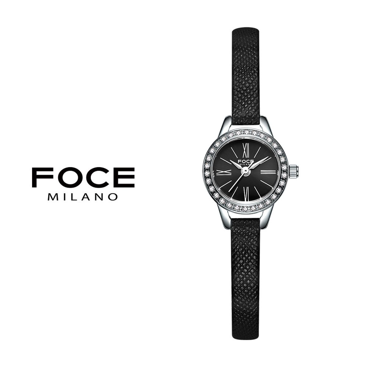 포체 레이디(FOCE LADY) 18mm 여성 블랙 가죽시계 FM1906L-BK