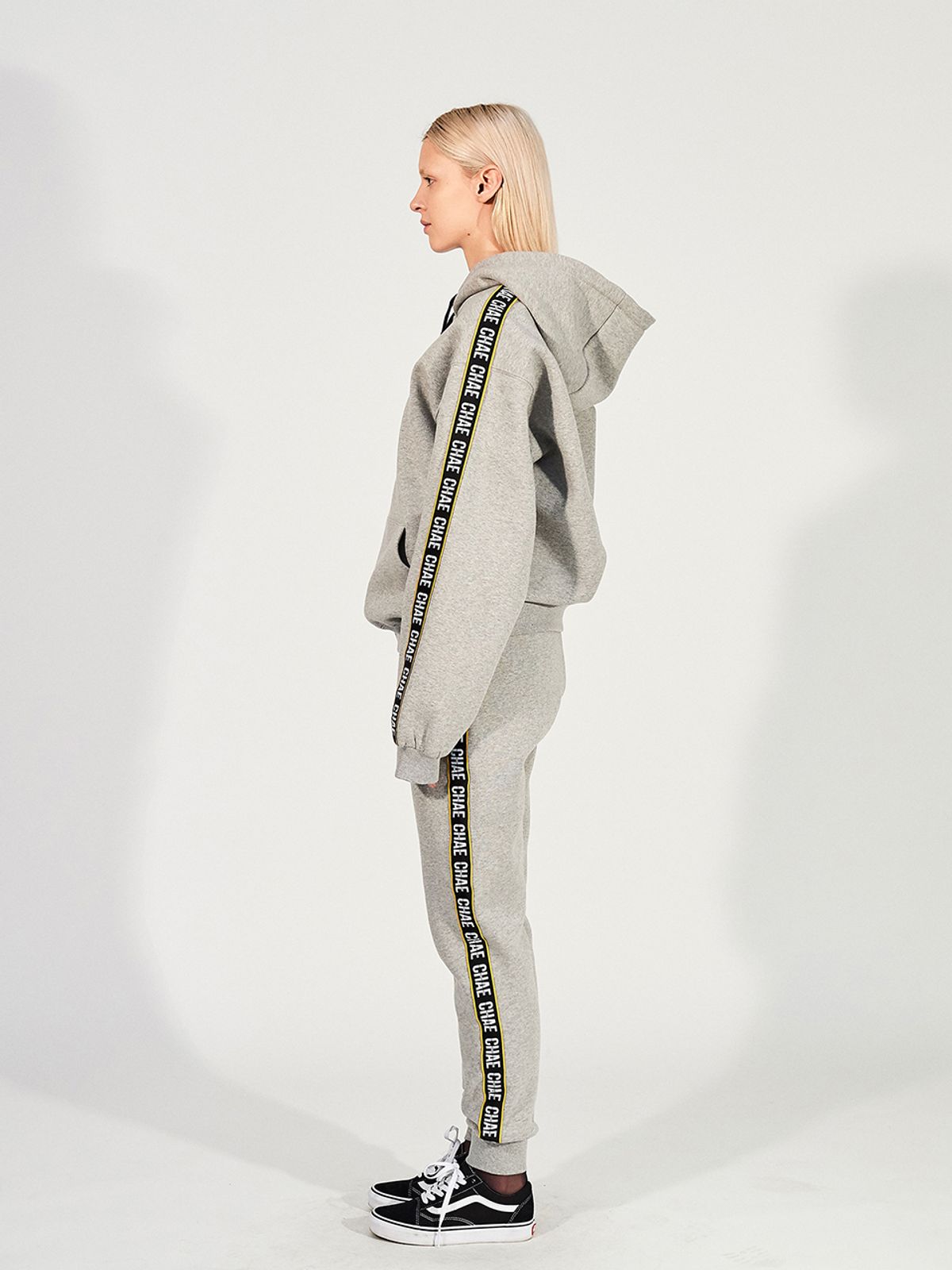 채뉴욕(CHAENEWYORK) CHAE taping over-fit pull over hoodie [Melange/Yellow]