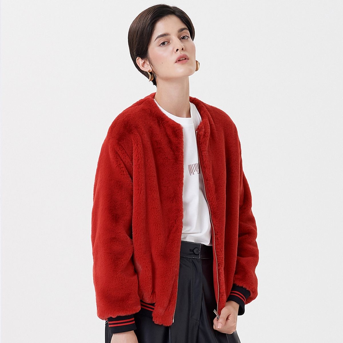 핀블랙(PINBLACK) SHORT MUSTANG BLOUSON RED