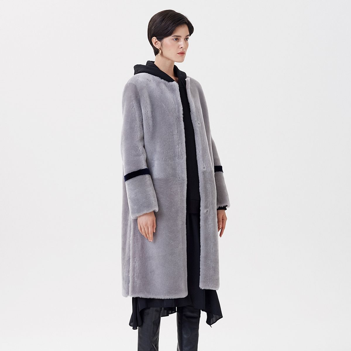 핀블랙(PINBLACK) REVERSIBLE MERINO MUSTANG LONG COAT GREY